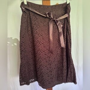 Context Brown Lace A-Line Skirt 55% Cotton